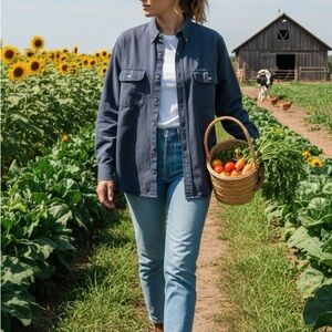 County Seat Men Shirt Navy Blue 100% Cotton